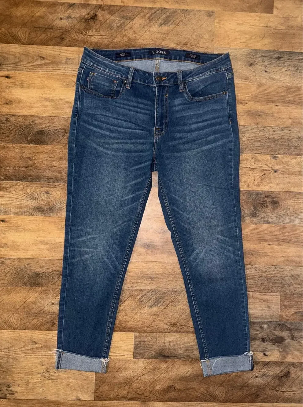 Vigoss women’s Marley skinny cropped mid rise blue jeans